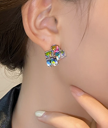 Geometric Crystal Earrings - FLY
