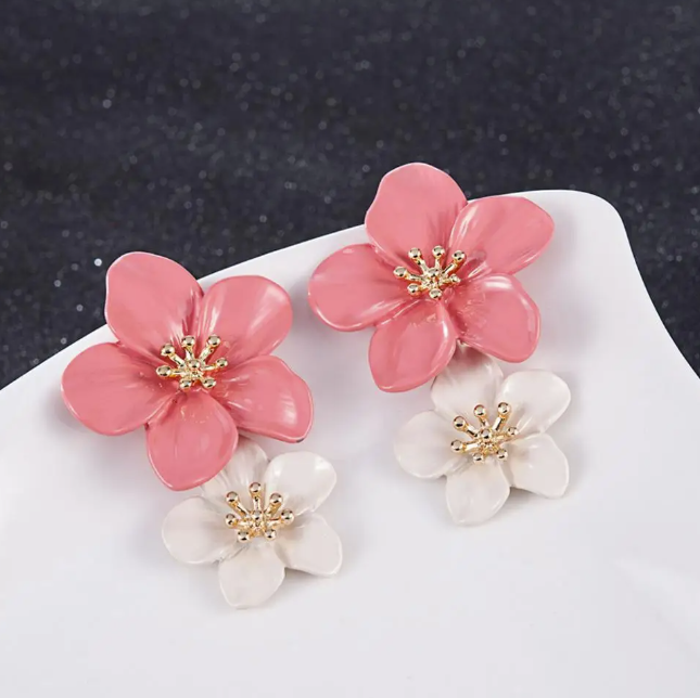 Double Painted Flower Earrings - FLY