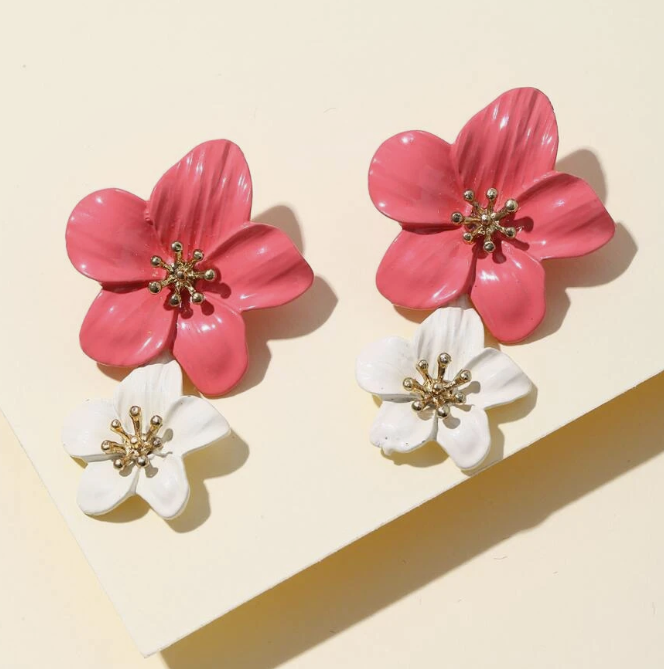 Double Painted Flower Earrings - FLY
