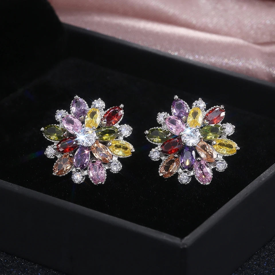 Double Flower Stud Earrings - FLY