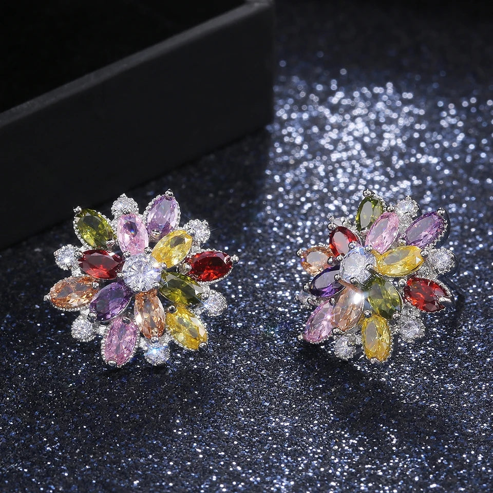 Double Flower Stud Earrings - FLY