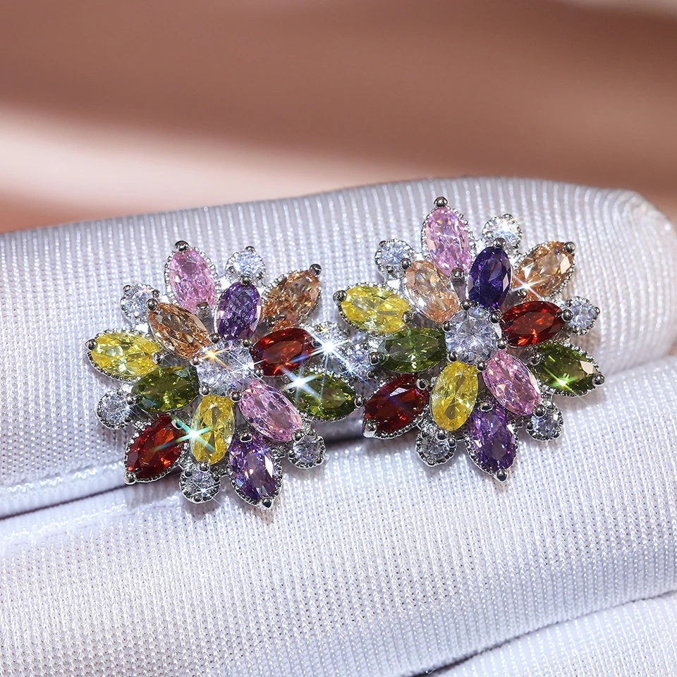 Double Flower Stud Earrings - FLY