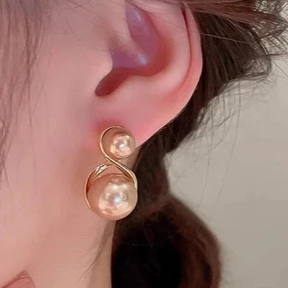 Champagne Double Pearl Earrings - FLY