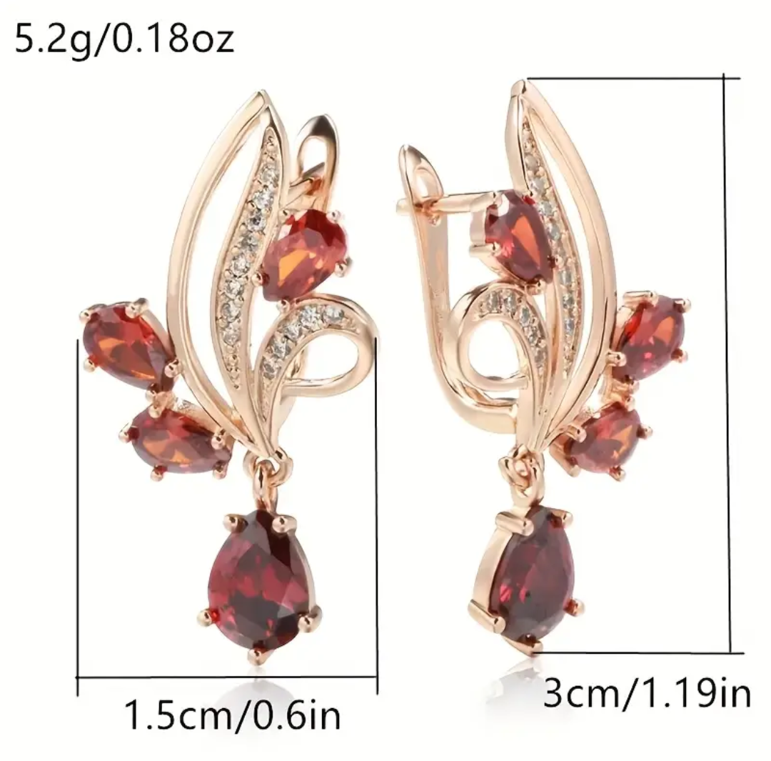 Ruby Leaf Earrings