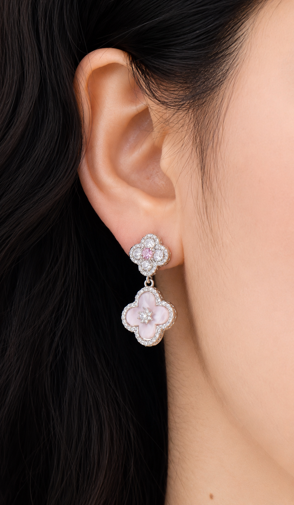 Pink Clover Earrings