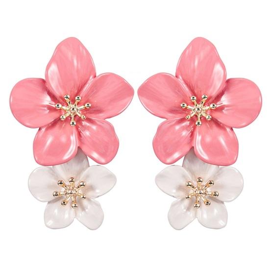 Double Painted Flower Earrings