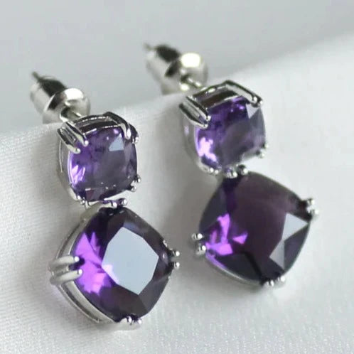 Purple Cushion Earrings