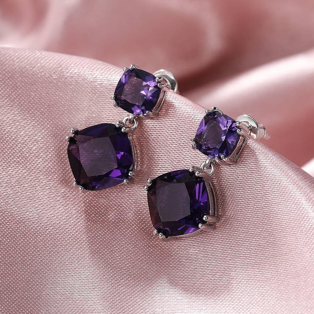 Purple Cushion Earrings