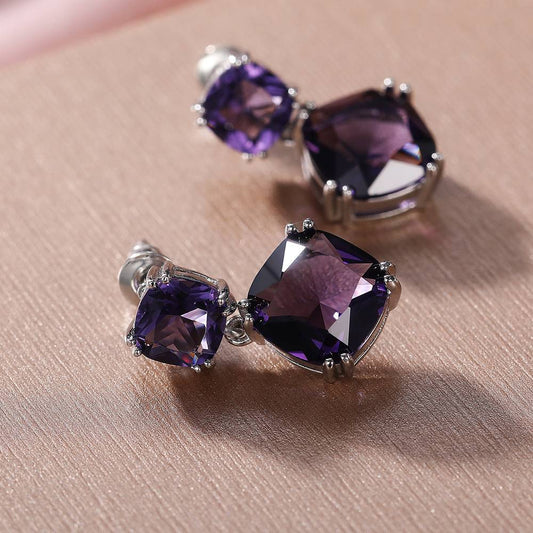 Purple Cushion Earrings