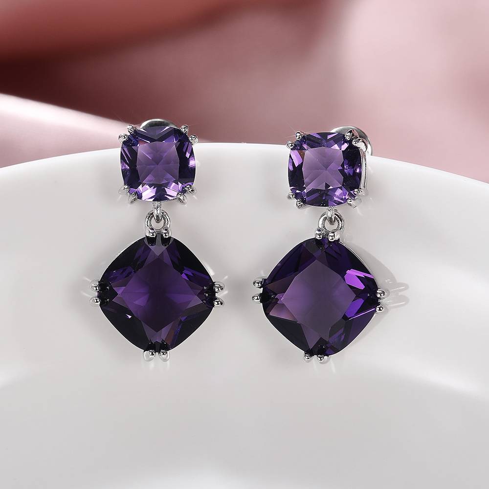 Purple Cushion Earrings