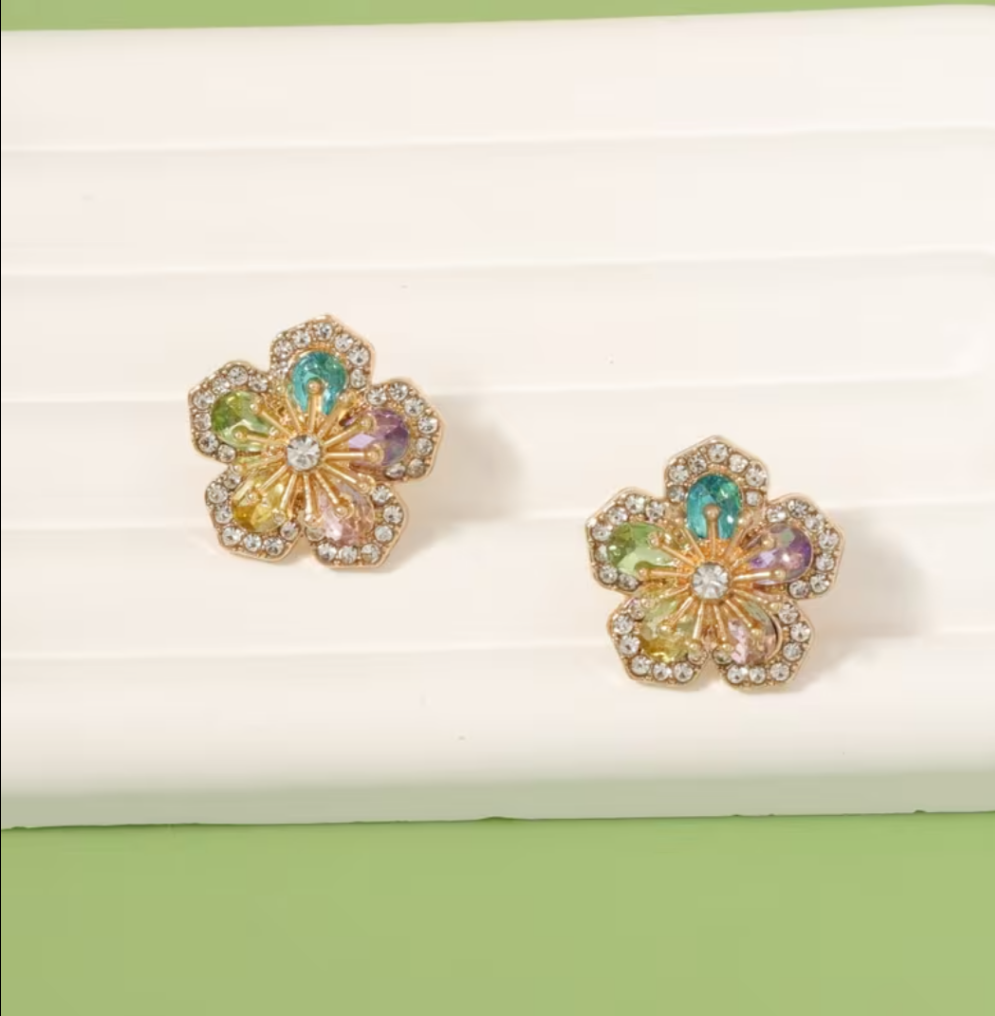 Rainbow Flower Earrings