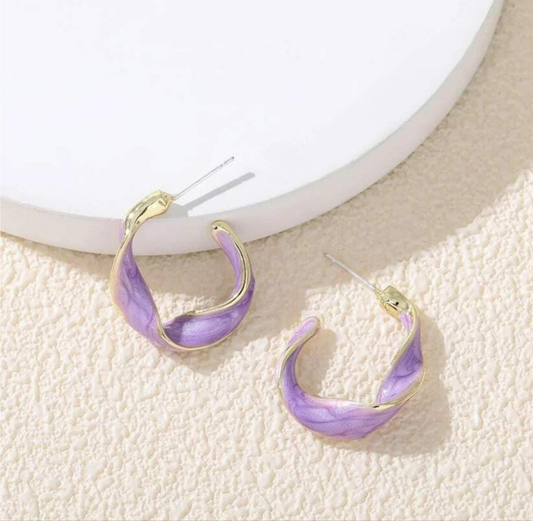 Lavender Twisted Hoops