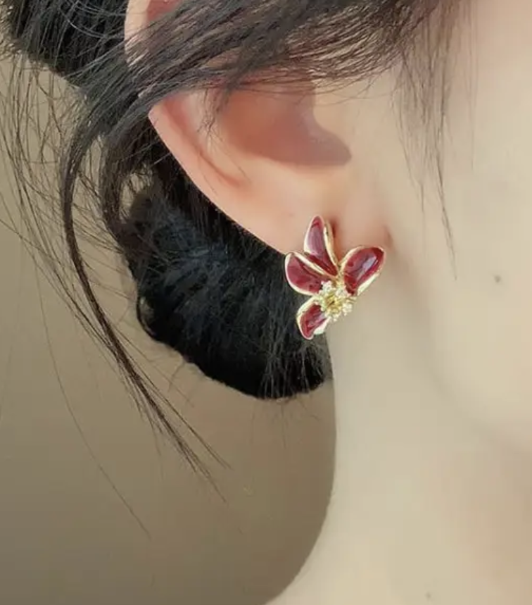 Red Petal Earrings