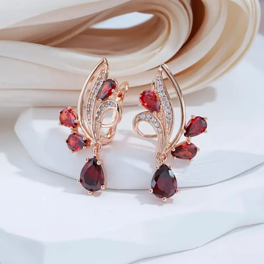 Ruby Leaf Earrings