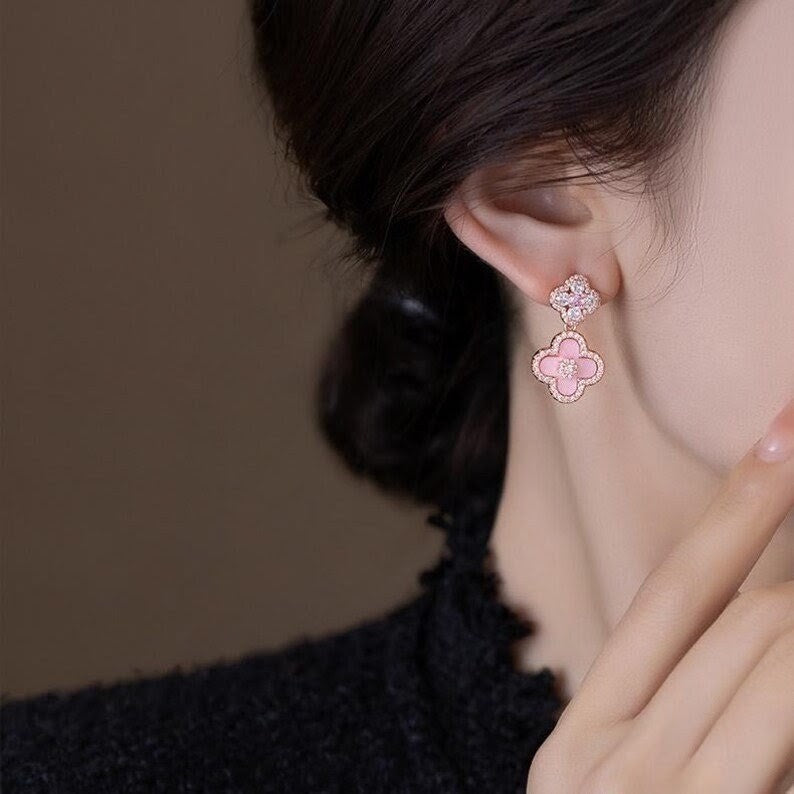 Pink Clover Earrings