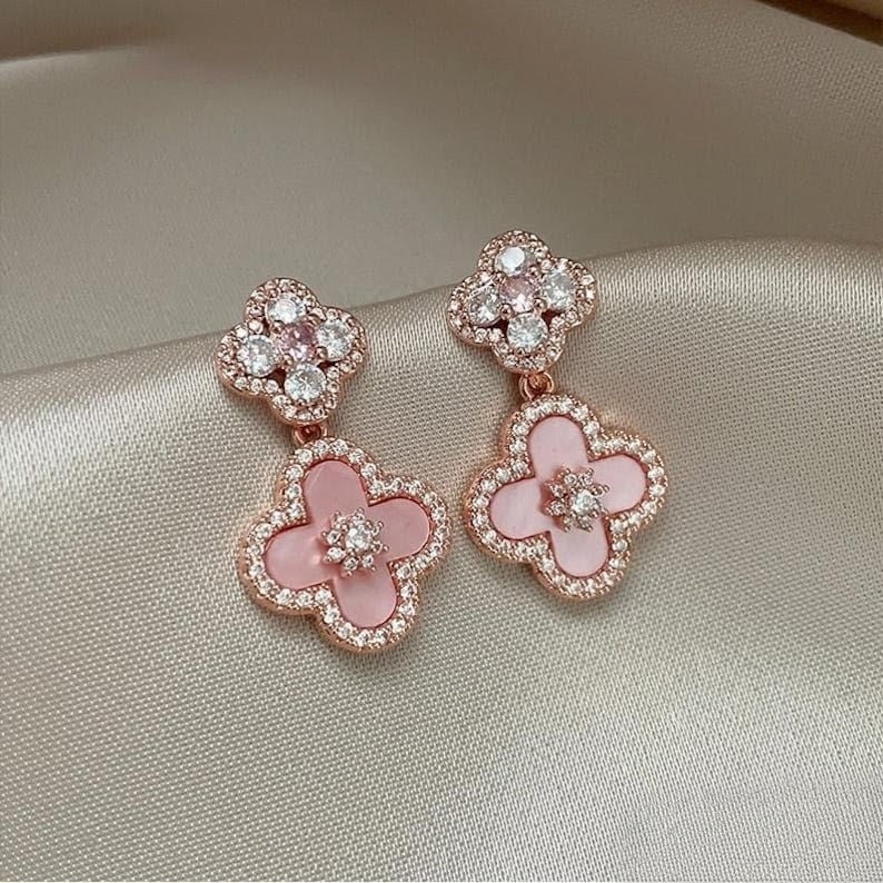 Pink Clover Earrings