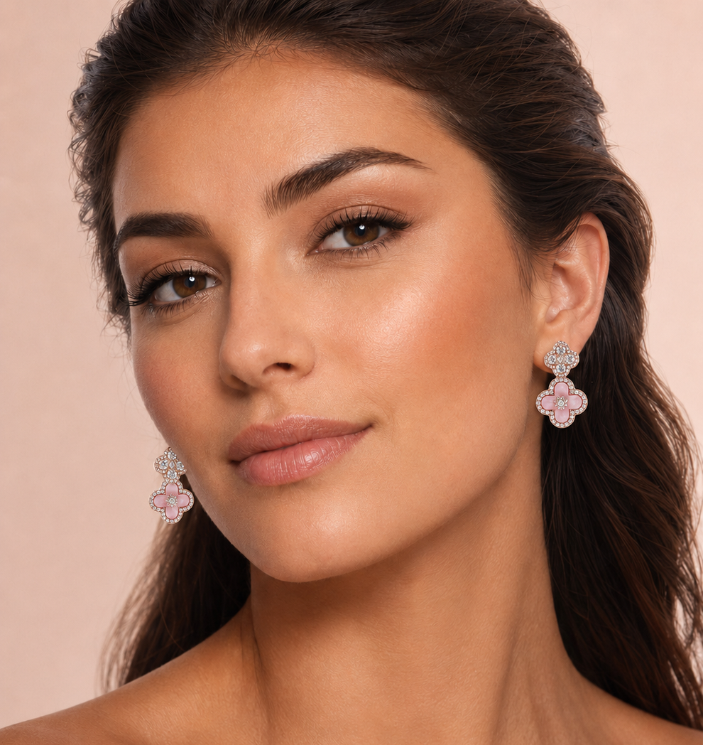 Pink Clover Earrings