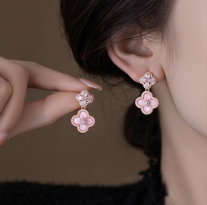 Pink Clover Earrings