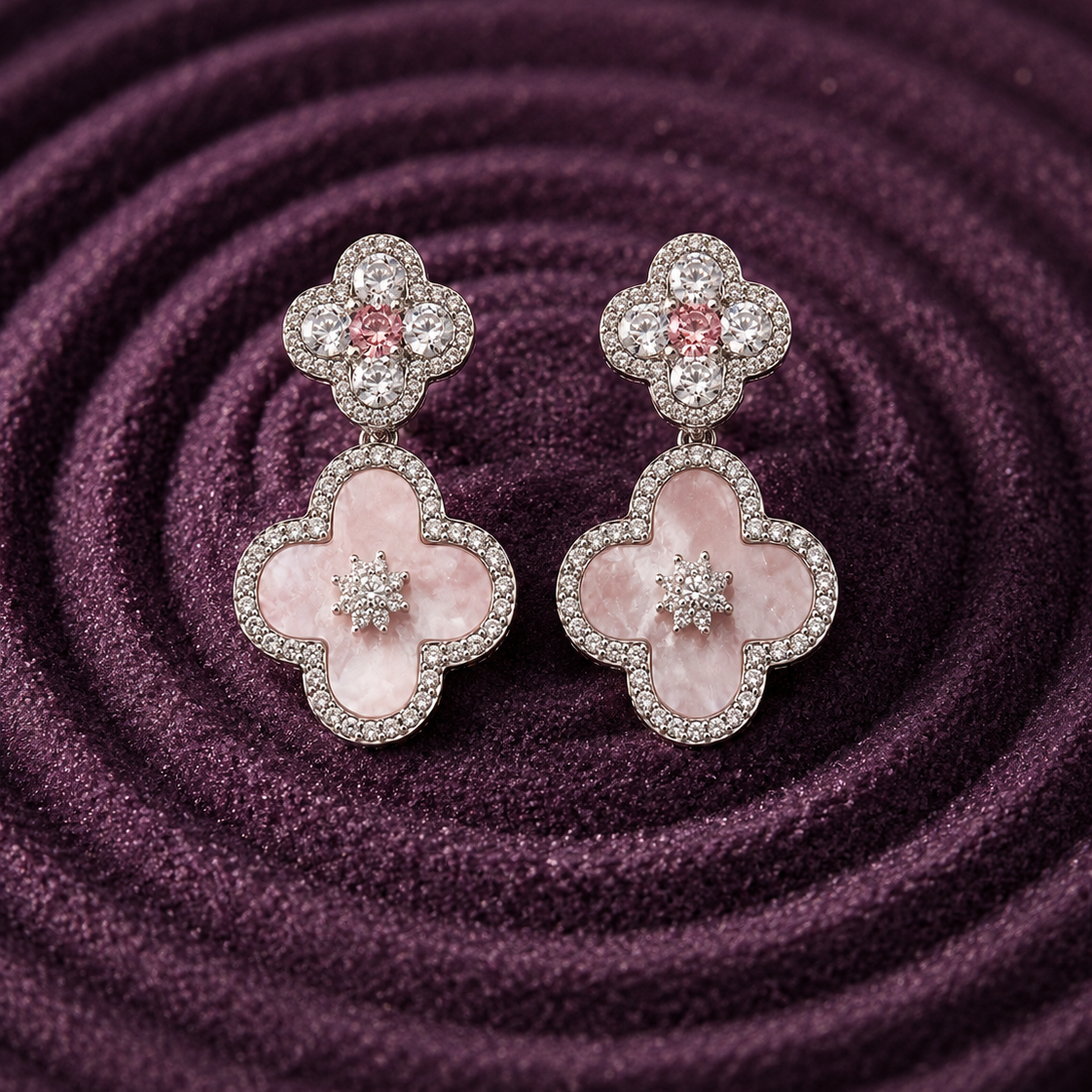 Pink Clover Earrings