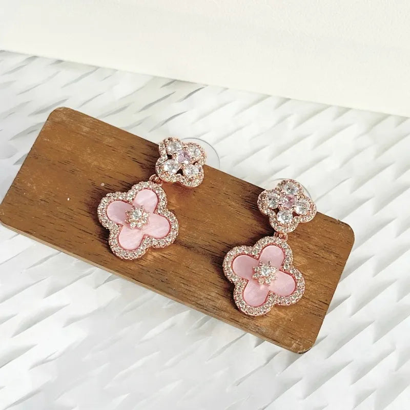 Pink Clover Earrings